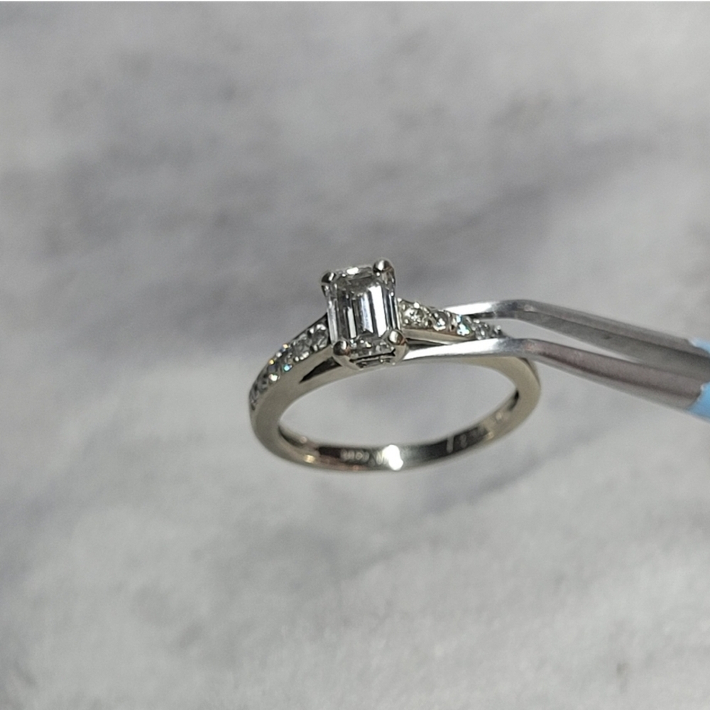 Emerald Cut Diamond In White Gold Setting